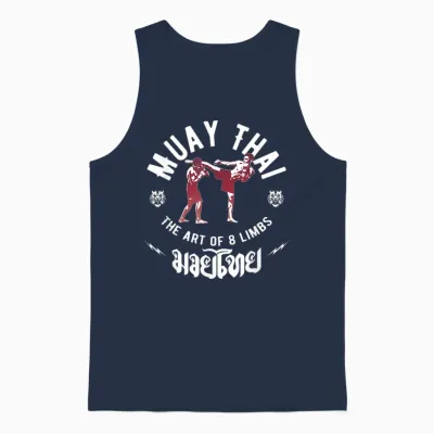 Muay Thai Gift Fight Club Men's Art of 8 Limbs Mma Fighter T-Shirt, Black Unisex Tank Top - Navy