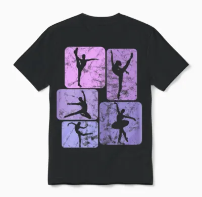 Dancer Ballet Girl's Ballerina T-Shirt, Black Unisex T-Shirt - Black