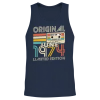 50th Birthday Vintage June 1974 Original 1974 Unisex Tank Top - Navy – 2