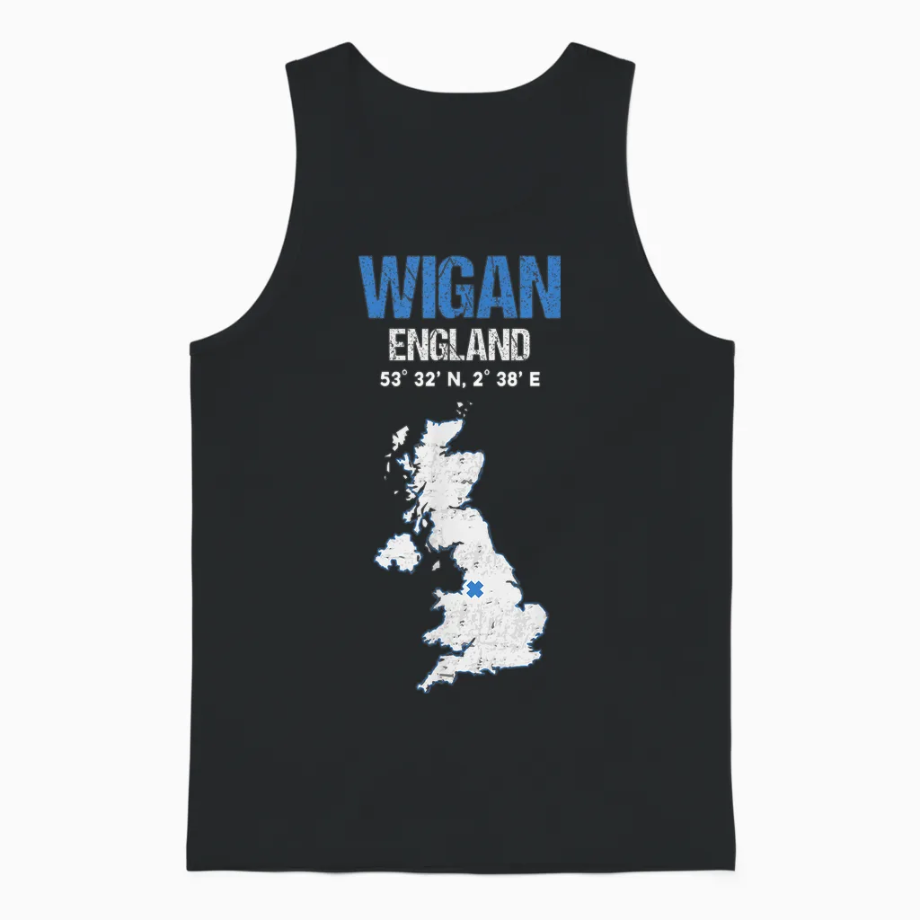 Ville De Wigan, Angleterre Unisex Tank Top in Black