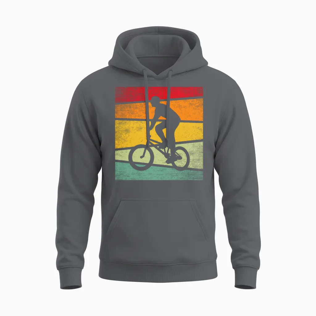 Bmx Retro Cycling Unisex Hoodie in Charcoal
