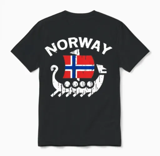 Norway Viking Design for Men & Women Unisex T-Shirt in Black