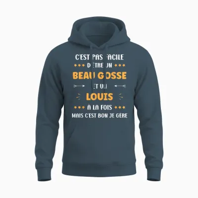 Beau Gosse Super Louis Boy First Name Humour Louis T-Shirt, Black, S Unisex Hoodie - Dark Heather
