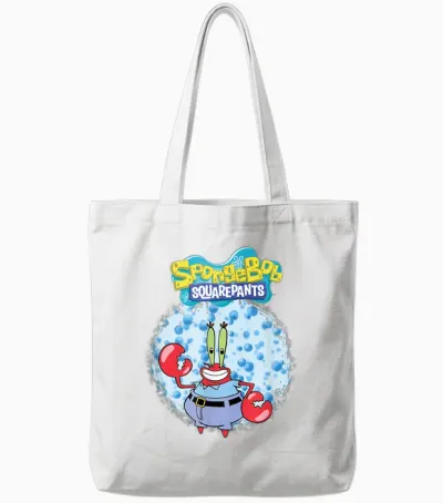 Mademark X Spongebob Squarepants - Original Spongebob Square Pants - Mr. Krabs with Bubbles Tote Bags - White