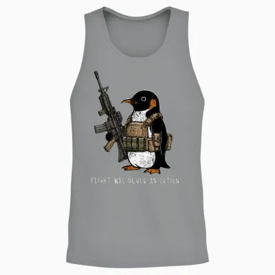 Flight Was Never an Option Tactical Penguin Funny Bird Meme Unisex Tank Top - Sport Grey