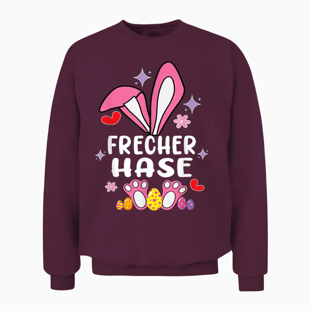 Frecher Hase Osterhase Partnerlook Outfit Geschenk Ostern Unisex Sweatshirt in Maroon