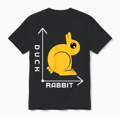 Lustiges Optisches Illusionsdesign - Ente - Hase - Streich - Kunst Unisex T-Shirt - Black