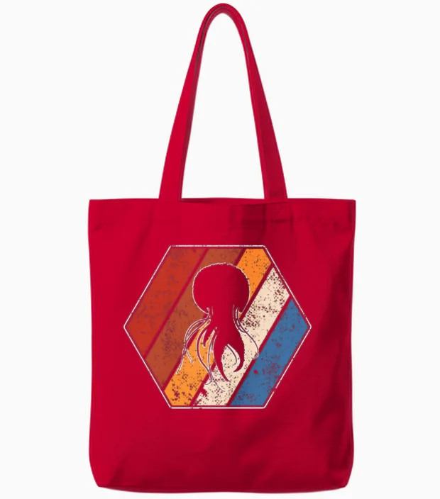 Jellyfish Retro Tote Bags in Red