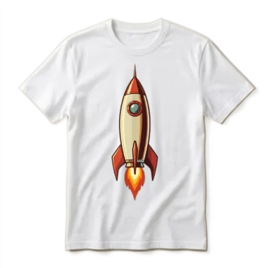 Retro Rocket Ship Unisex T-Shirt - White