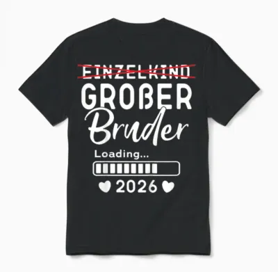 Children's Single Child Big Brother 2026 Ich Werde Großer Bruder 2026 T-Shirt, Black Unisex T-Shirt - Black