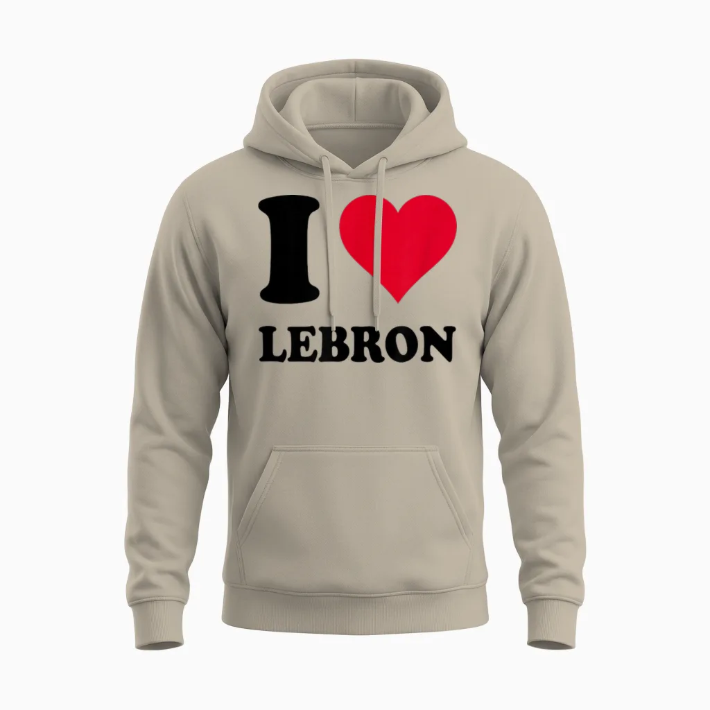 I Love Lebron T-Shirt, White, S Unisex Hoodie in Sand