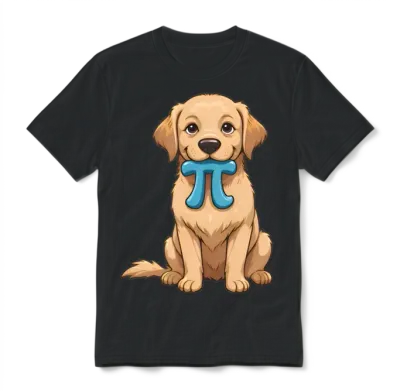 Pi Day Dog with Pi Symbol Math Nerd Unisex T-Shirt - Black