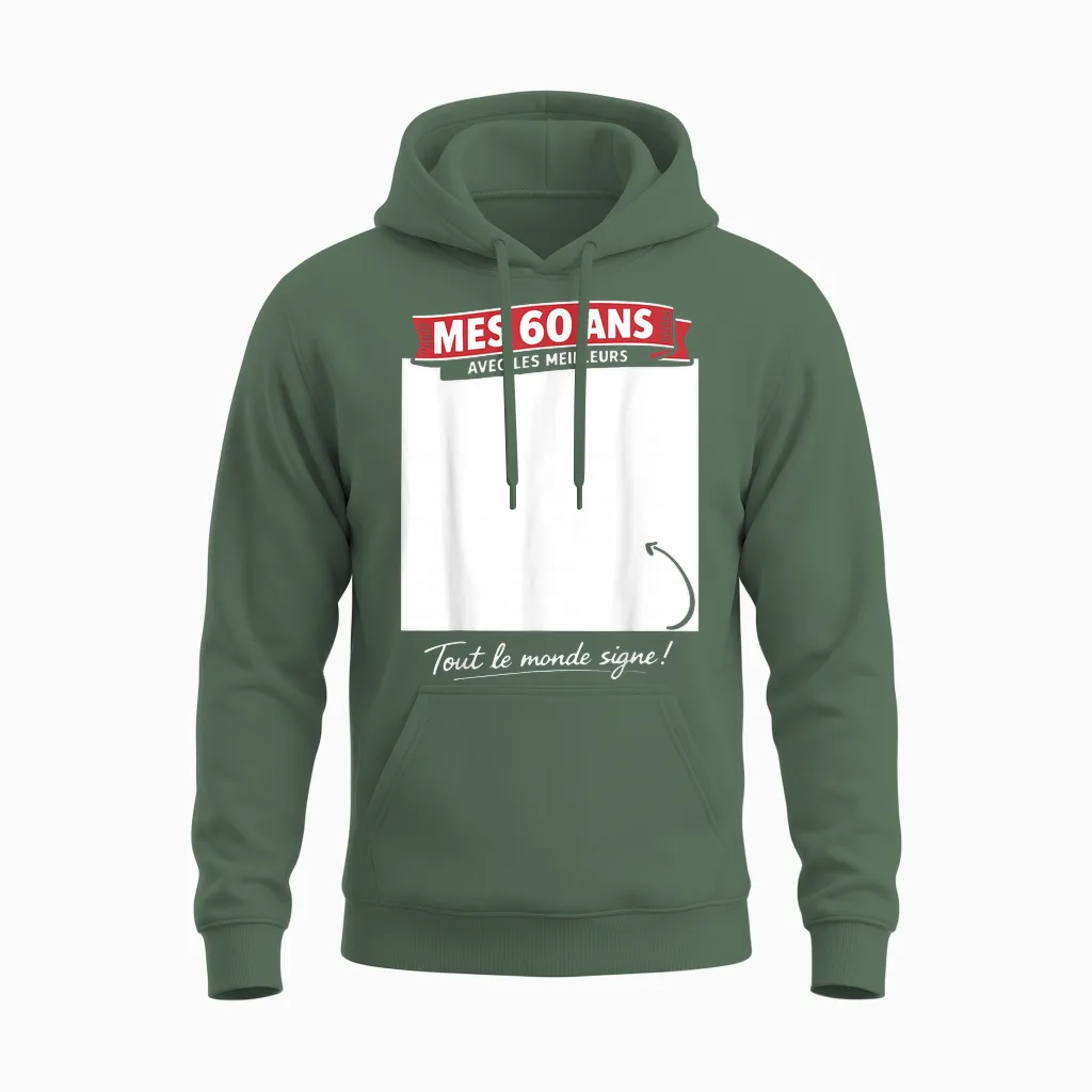 60ème Anniversaire Homme Femme 60 Ans 1966 Déco Drôle Cadeau Unisex Hoodie in Military Green