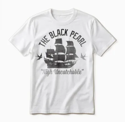 Disney - Pirates of the Caribbean Untouchable Black Pearl Unisex T-Shirt - White