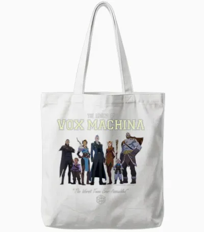 The Legend of Vox Machina Group with Varsity Logo T-Shirt Small Tote Bags - White