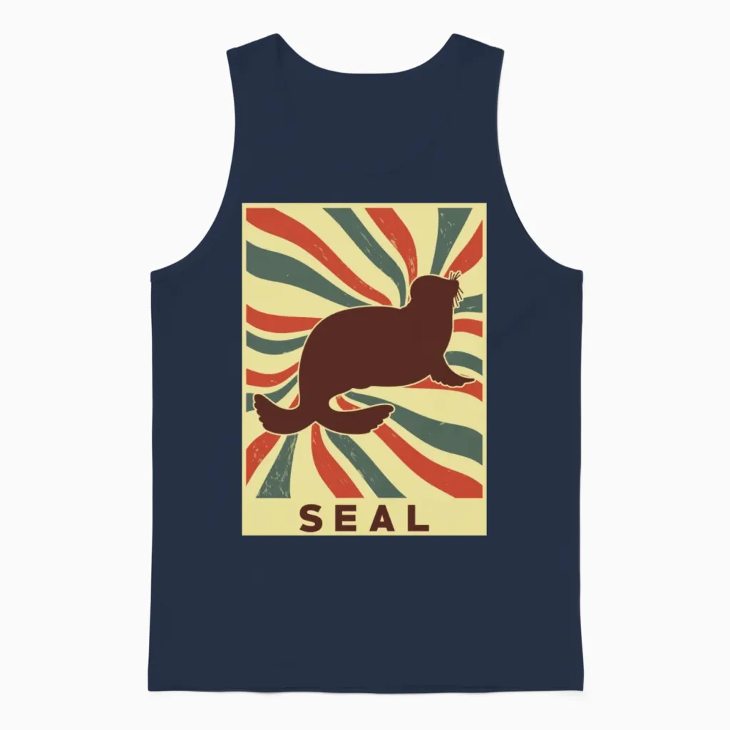 Seal Retro Vintage Unisex Tank Top in Navy