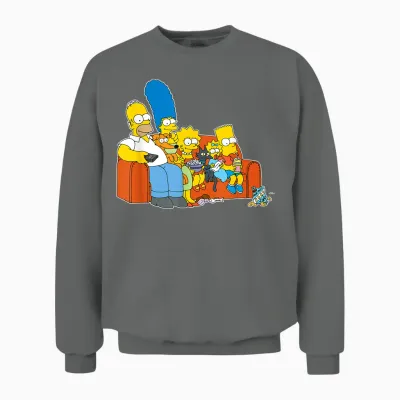 The Simpsons Homer Marge Maggie Bart Lisa Simpson Couch Unisex Sweatshirt - Graphite Heather