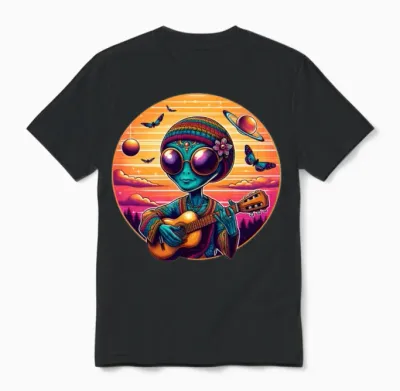 Hippie Alien Unisex T-Shirt - Black