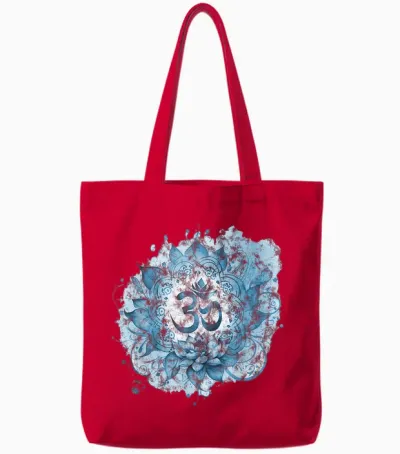 Om Mantra, Lotus, Buddhismus, Yoga, Spirituelles Symbol, Spritzer Tote Bags - Red