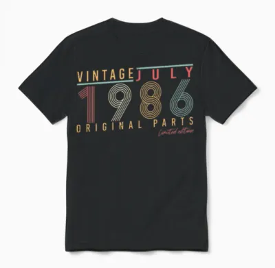 Retro 1986 July Unisex T-Shirt - Black