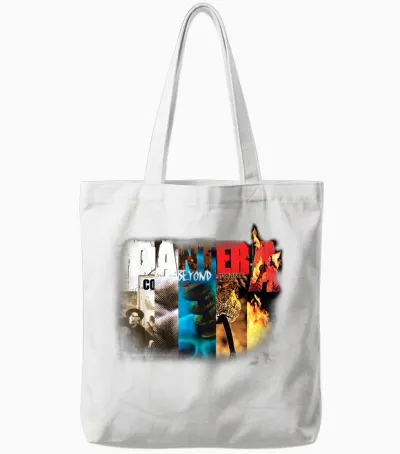 Pantera Official Collage Album Tote Bags - White