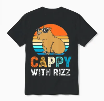 Capybara Rodent Wearing Sunglasses Unisex T-Shirt - Black