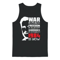 War Is Peace, 1984 Is Now - George Orwell Portrait Unisex Tank Top - Black – 1