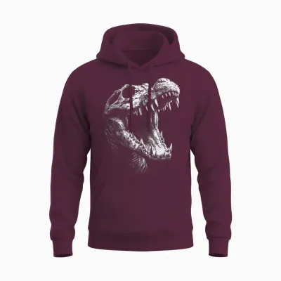 Crâne Gothique Crocodile Animal Alternatif Grunge Esthétique Unisex Hoodie - Maroon