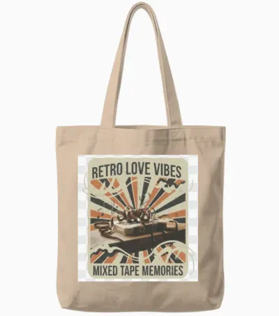Vintage Love Music Tote Bags - Natural