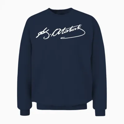 Atatürk Imza Unisex Sweatshirt - Navy
