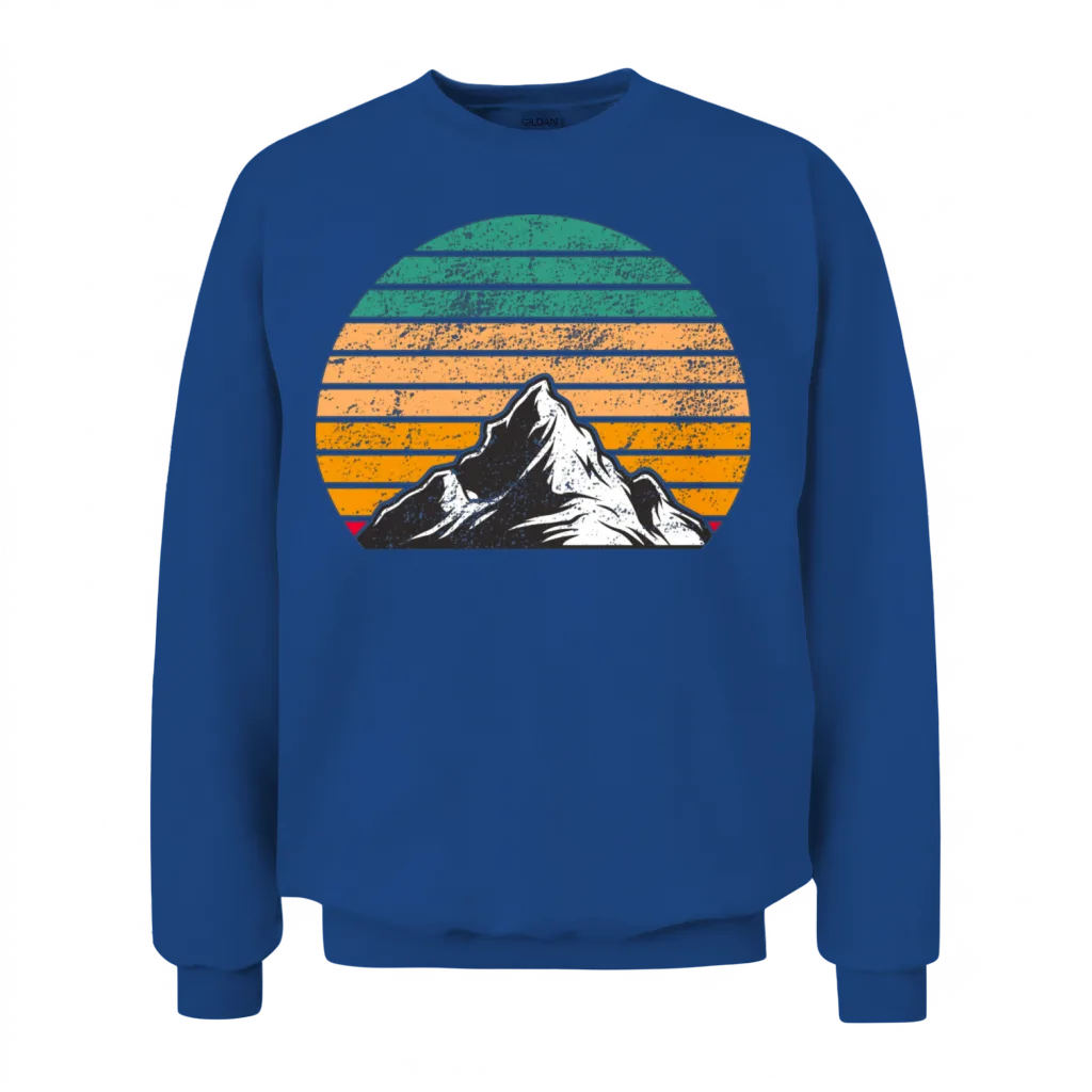Retro Sunset Mountain for Adventurers Unisex Sweatshirt - Royal