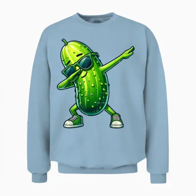 Pickle Dabbing Funny Dancing Cucumber Boys Girls Kids T-Shirt, Black, S Unisex Sweatshirt - Light Blue