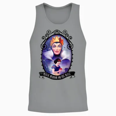 Disney Snow White Evil Queen Magic Mirror Circle Portrait T-Shirt, Blue, S Unisex Tank Top - Sport Grey