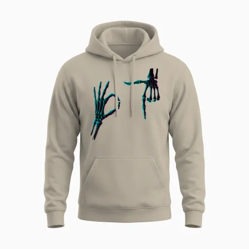 67 Meme Skeleton Hand 6 7 Halloween Six Seven Funny Teens Unisex Hoodie - Sand