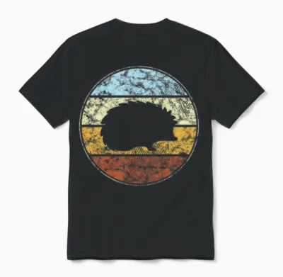Hedgehog Retro Unisex T-Shirt - Black