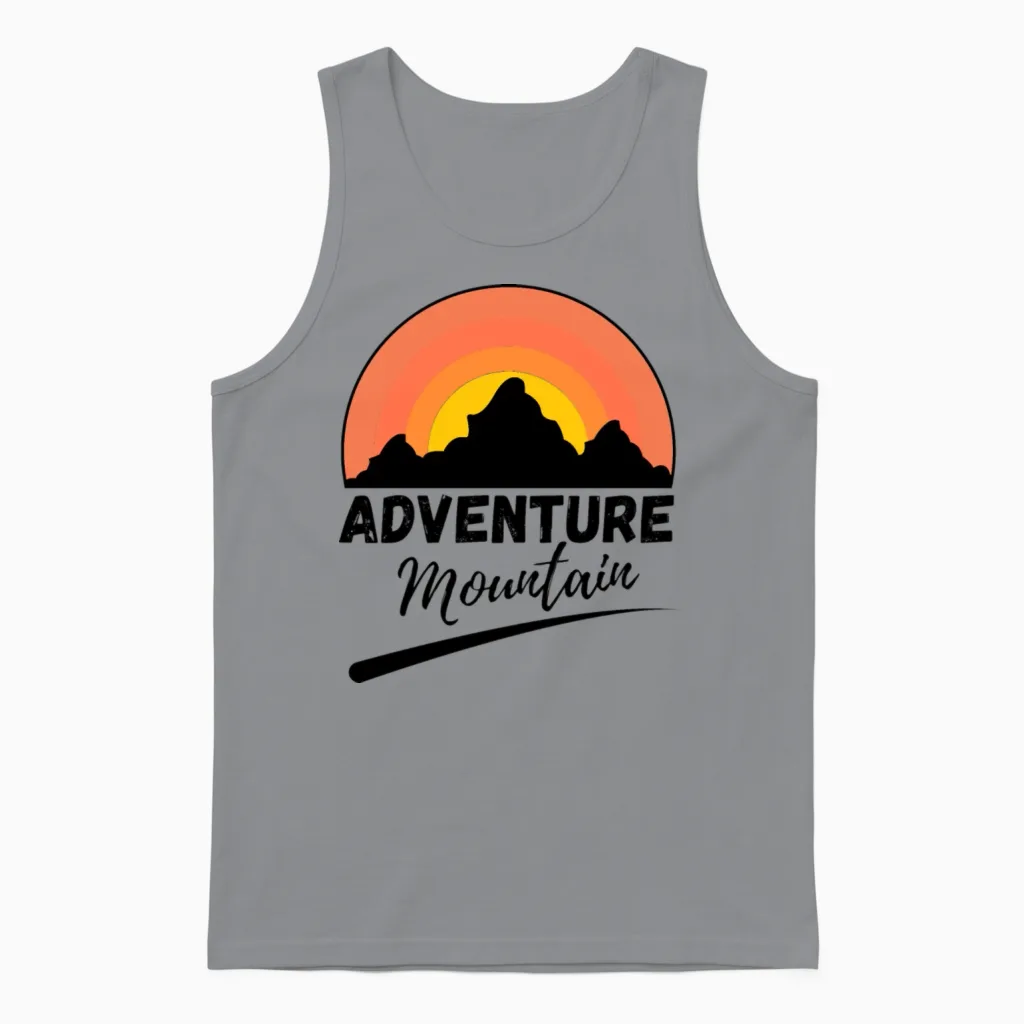 Adventure Has No Limit Hiking Mountains Unisex Tank Top in Sport Grey