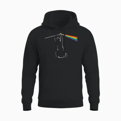 Play with Light Cat Men Children Women Funny Cat Unisex Hoodie - Black