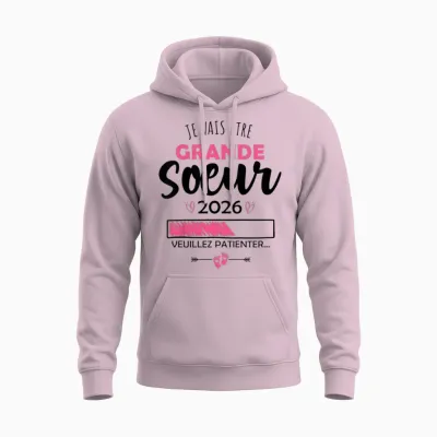 Child I Will Be Big Sister Future Big Sister 2026 T-Shirt, Black, S Unisex Hoodie - Light Pink