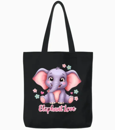 Majestic Elephant Tote Bags - Black