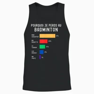 Maillot Badminton Je Peux Pas J'ai Badminton Gift Idea Bad T-Shirt, Black, S Unisex Tank Top - Black