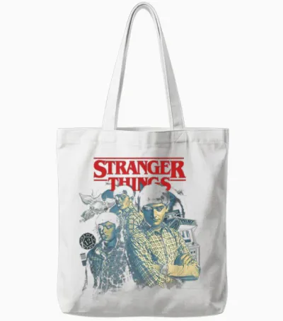 Stranger Things Will Byers Collage Retro Big Chest Portrait Tote Bags - White