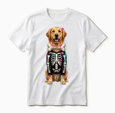 Neon Skeleton Dog Unisex T-Shirt - White
