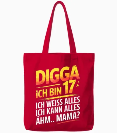 17th Birthday Boy Girl 17 Years 2008 Funny Gift T-Shirt, Black Tote Bags - Red