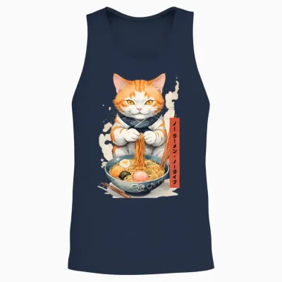 Ramen Cat Unisex Tank Top - Navy