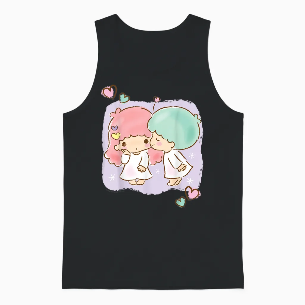 Little Twin Stars "be My Valentine" Unisex Tank Top in Black