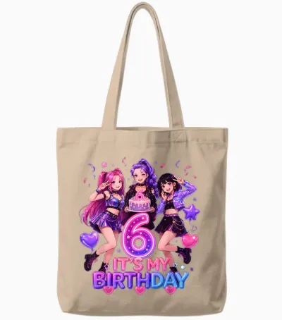 Kids It's My 6th K Pop Birthday Girl 6 Year Old K-Pop Bday Tote Bags - Natural