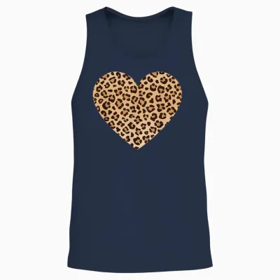 Leo Herz Gepard Leopard Motiv Leopardenmuster Für Damen Unisex Tank Top - Navy