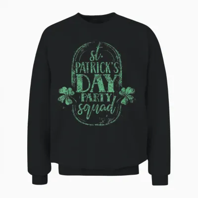 St Patrick's Day Party Squad Green Birthday St Patricks Day Unisex Sweatshirt - Black
