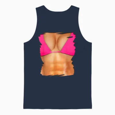 Fake Bauchmuskelshirt Bikini Body Muscle Six Pack Fake Big Boobs Unisex Tank Top - Navy