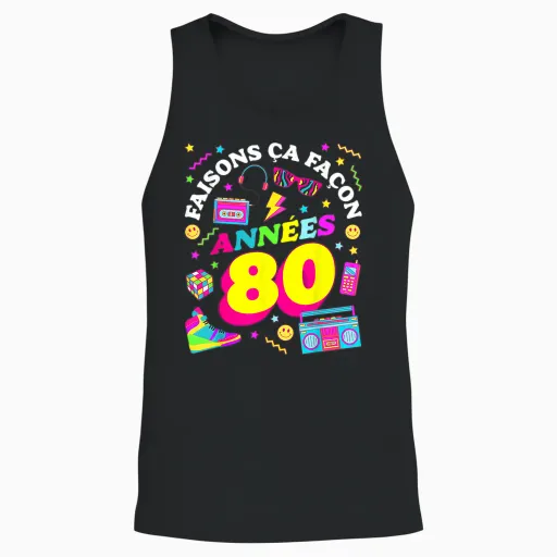 Party 80s Birthday Party 80s Retro Style Unisex Tank Top - Black